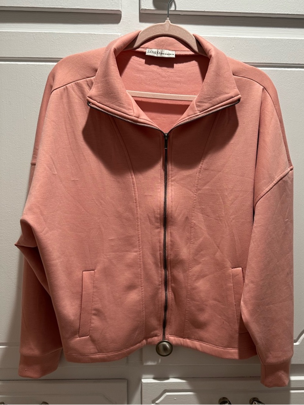 Zenana Scuba Full Zip Jacket - Rose